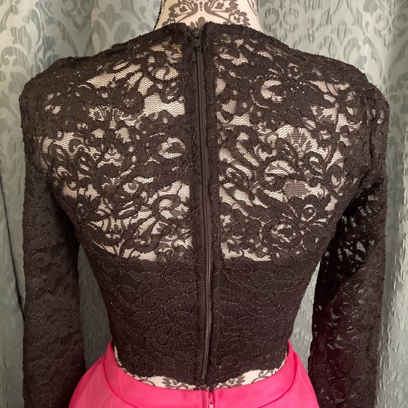 City Studio | NWT Juniors 2-PC Lace Long Sleeve Top & Satin Skirt Dress - Picture 6 of 14